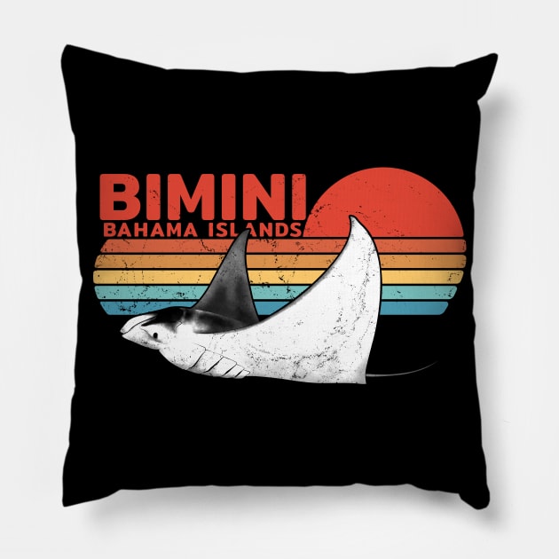 Bimini Shark Diving Manta Ray Pillow by NicGrayTees