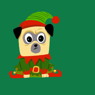 Christmas elf pug dog T-Shirt