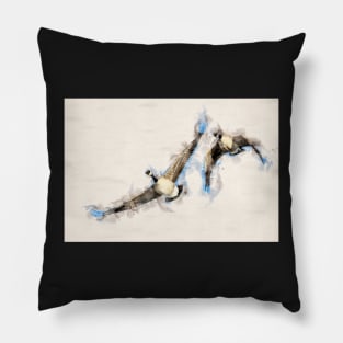 Goose Duo Watercolor Portrait Pillow