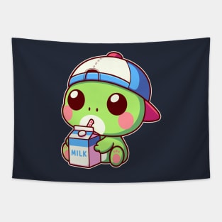 Cute Frog Drinking Milk Kawaii Anime Toad Tapestry