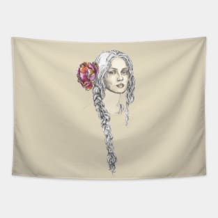 Woman with Braided Hair. Tapestry