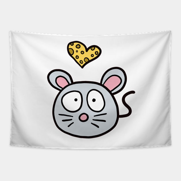 Mouse with a heart of cheese Tapestry by ThomaeArt