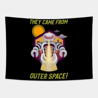 They Came From Outer Space Funny UFO Halloween Design Tapestry