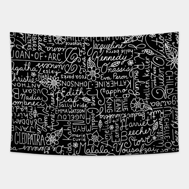Strong Women Black and White Tapestry by HLeslie Design