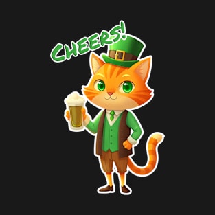 Lucky Cat Leprechaun Cheers! T-Shirt