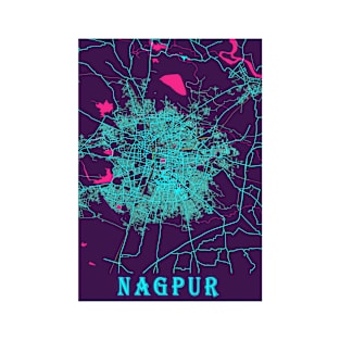 Nagpur Neon City Map, Nagpur Minimalist City Map Art Print T-Shirt