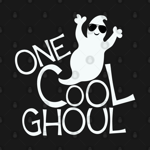 One Cool Ghoul Ghost Boo Cute Funny Halloween Art Graphic by Rosemarie Guieb Designs