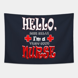 Hello Happy Funny Nurse Tapestry