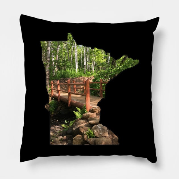 Minnesota State Outline (Duluth Traverse Bike Trail Bridge) Pillow by gorff