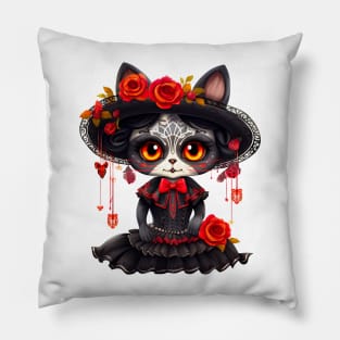 Dia de los Muertos Cat #2 Pillow