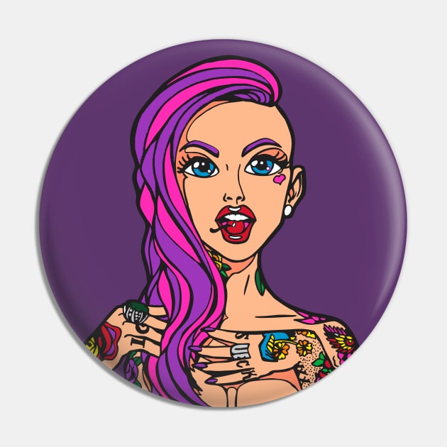 Tattoo Girl Pin by DavesTees