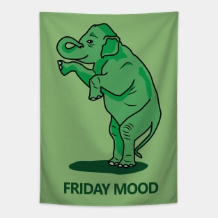 Friday mood of a green happy elephant Tapestry