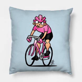 Cyclist wearing the Maglia Rosa Pillow