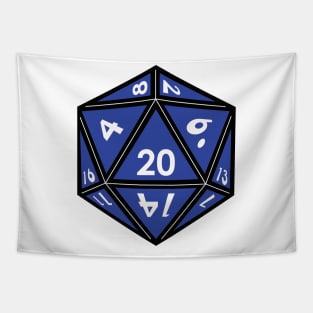 (Pocket) Blue D20 dice (White Outline) Tapestry