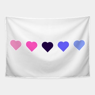 Bi+ Hearts Omnisexual Flag (Solid) Tapestry