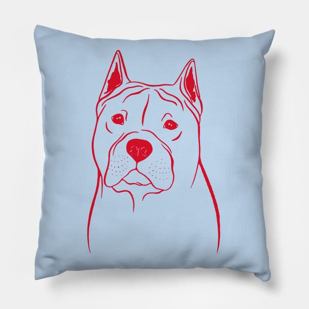 American Staffordshire Terrier (Blue and Red) Pillow by illucalliart