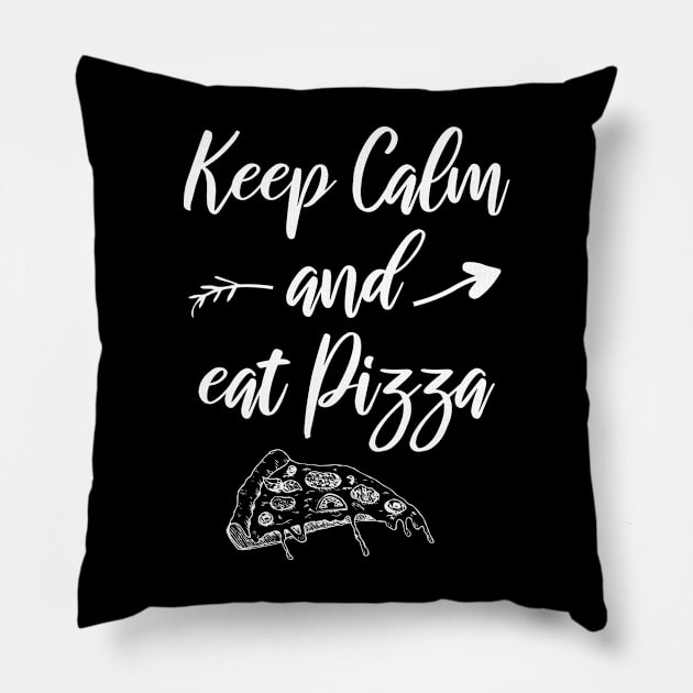 keep calm and eat pizza Pillow by bisho2412