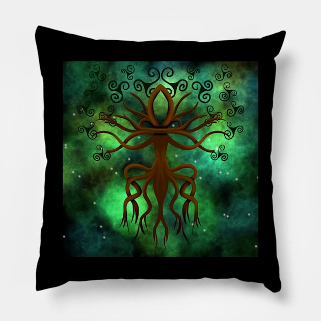 Yggdrasil with Triquetra Pillow by Kcinnik