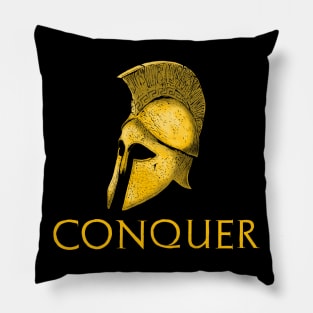 Motivational Ancient Greek History Spartan Helmet - Conquer Pillow