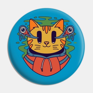 cat wearing hoodie Pin