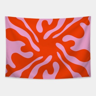 Pink and Orange 70s Retro Abstract Shape Tapestry