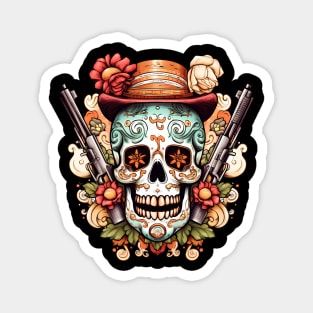 skull with guns Magnet