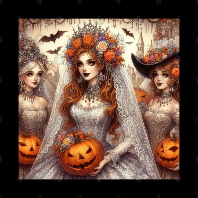 Halloween Bride and Bridesmaids by EverBride