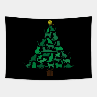 Meowy Christmas Tree Catmas Tapestry