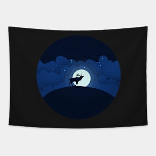 Night Sky with Elk Tapestry