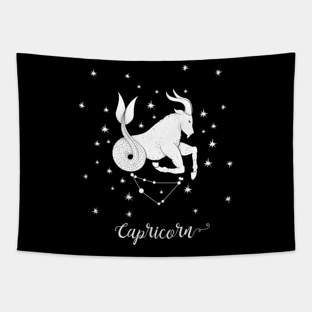 Capricorn Zodiac Sign Constellation Tapestry by letnothingstopyou