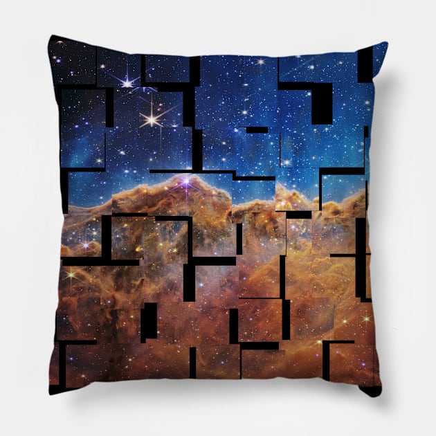 NASA JWST Carina Nebula imagery, tiled Pillow by CentipedeWorks