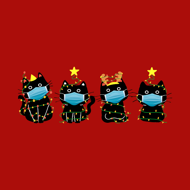 Funny Christmas Cats in Face Masks by epiclovedesigns