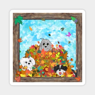 Autumn Dogs of Three Magnet