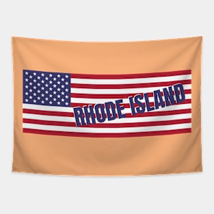 Rhode Island State in American Flag Tapestry