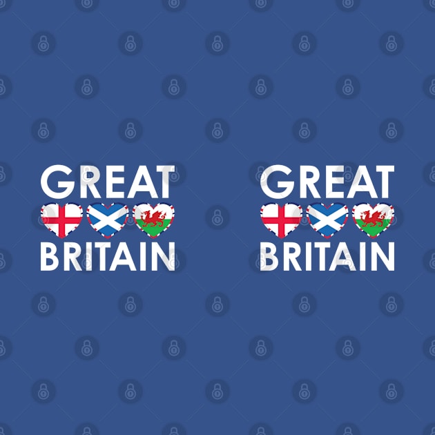 Great Britain England Scotland Wales Flags Hearts by DPattonPD