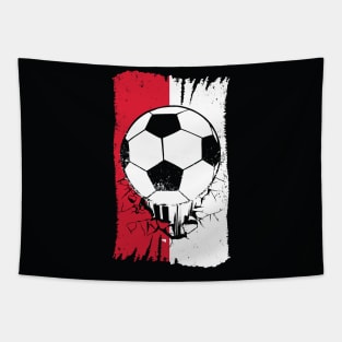 Vintage Polish Flag with Football // Poland Soccer Grunge Polska Flag Tapestry