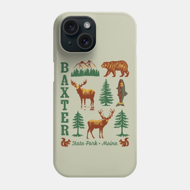 Baxter State Park Maine ME Animal Lovers Hiking Vintage Design Souvenirs Phone Case by Pine Hill Goods