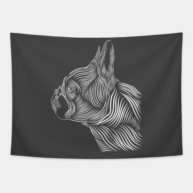 bulldog silhouette Tapestry by mantaplaaa