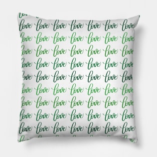 Love in Green Gradient Pattern Modern Calligraphy Lettering Pillow