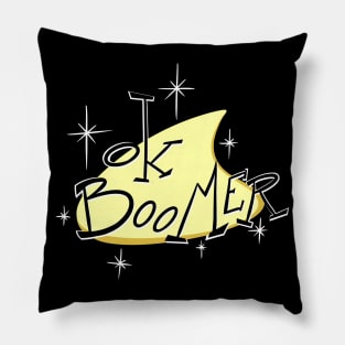 Ok Boomer yellow (Googie 60's Style) Pillow