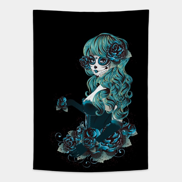 Day of Dead Girl pale Tapestry by AnnArtshock