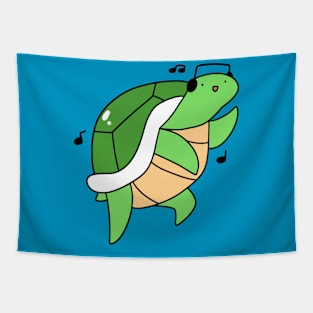 Dancing Headphones Turtle Tapestry