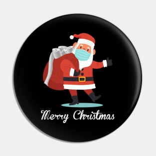 Santa With Face Mask And Toilet Paper Gift Funny Christmas 2020 Pin