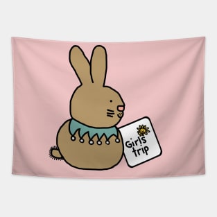 Cute Bunny Rabbit goes on Girls Trip Tapestry