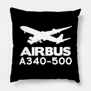 Airbus A340-500 Silhouette Print (White) Pillow