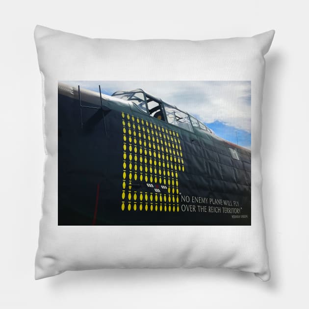 RAF Lancaster aircraft nose art Pillow by captureasecond