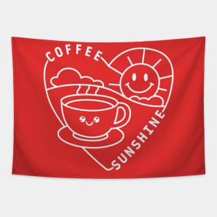 Coffee and Sunshine Cute Kawaii white design Tapestry