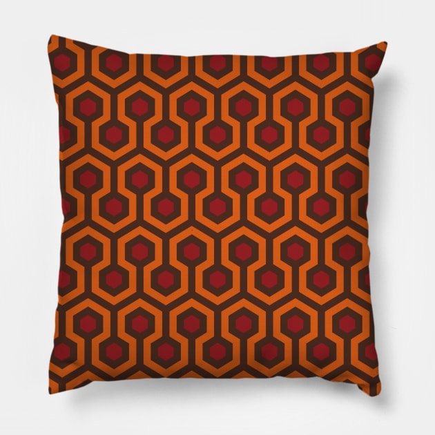 Geometric Pattern: Looped Hexagons: Orange/Red/Brown Pillow by Red Wolf