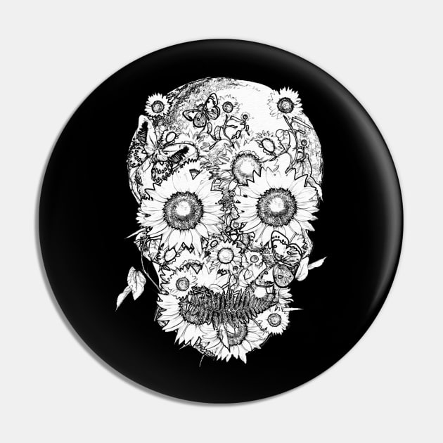 skull design,flowers,skeleton black Pin by Collagedream
