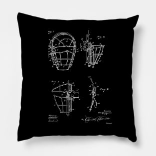 Football Catcher Mask Vintage Patent Drawing Pillow